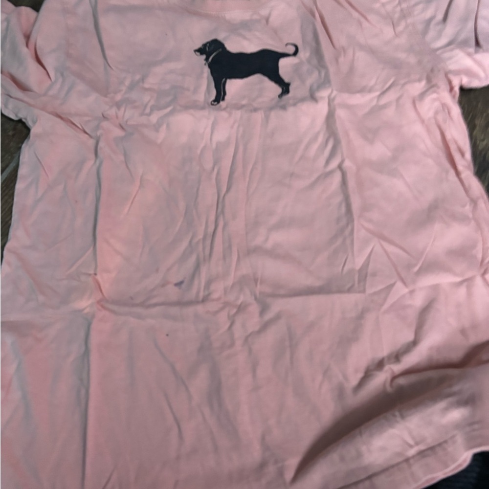 Pink Tee with Black Dog Graphic